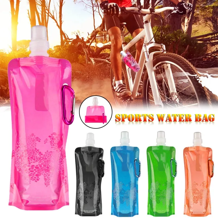 0.5L Portable Ultralight Foldable Silicone Water Bag Outdoor Sports Supplies Hiking Camping Soft Flask Waterproof Bag(Black)