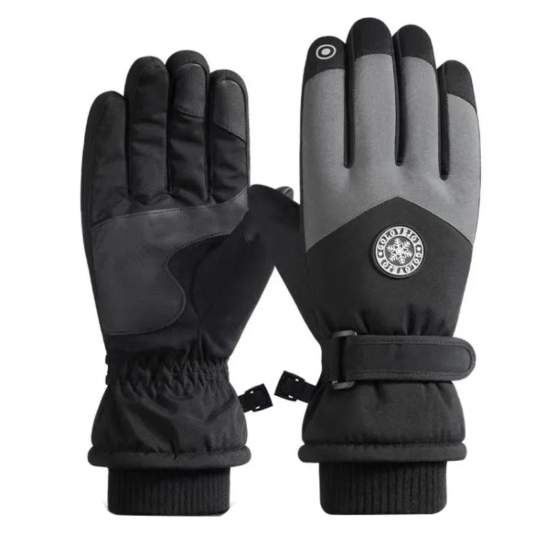 1 Pair Outdoor Cycling Sports Cold and Windproof Warm Finger Gloves, Style: Male Type (Black Gray)