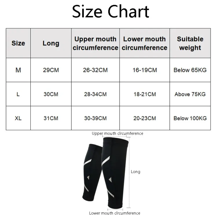 1 Pair Sports Breathable Compression Calf Sleeves Riding Running Protective Gear, Spec: XL (Black)