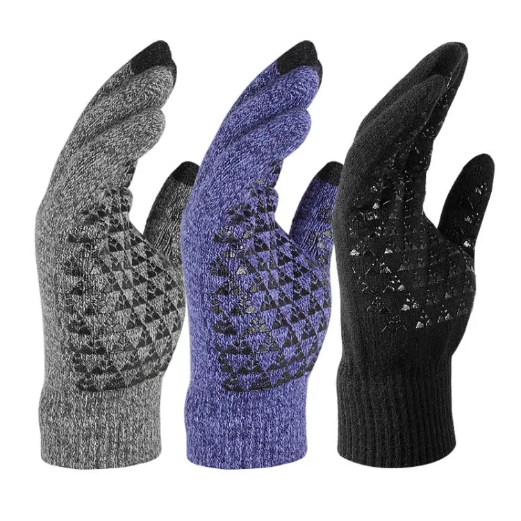 1 Pair Thick Velvet Touch Screen Knitted Warm Gloves, Size: Free Size(Black)