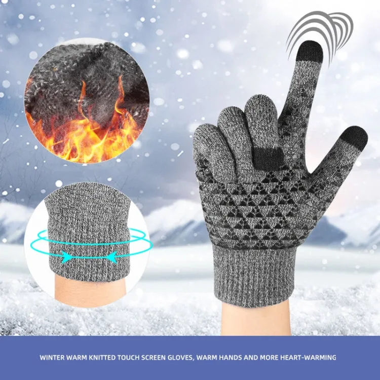 1 Pair Thick Velvet Touch Screen Knitted Warm Gloves, Size: Free Size(Black)