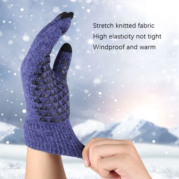 1 Pair Thick Velvet Touch Screen Knitted Warm Gloves, Size: Free Size(Black)