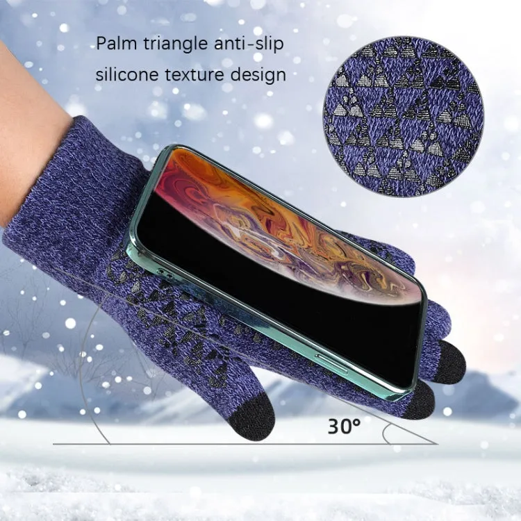 1 Pair Thick Velvet Touch Screen Knitted Warm Gloves, Size: Free Size(Black)