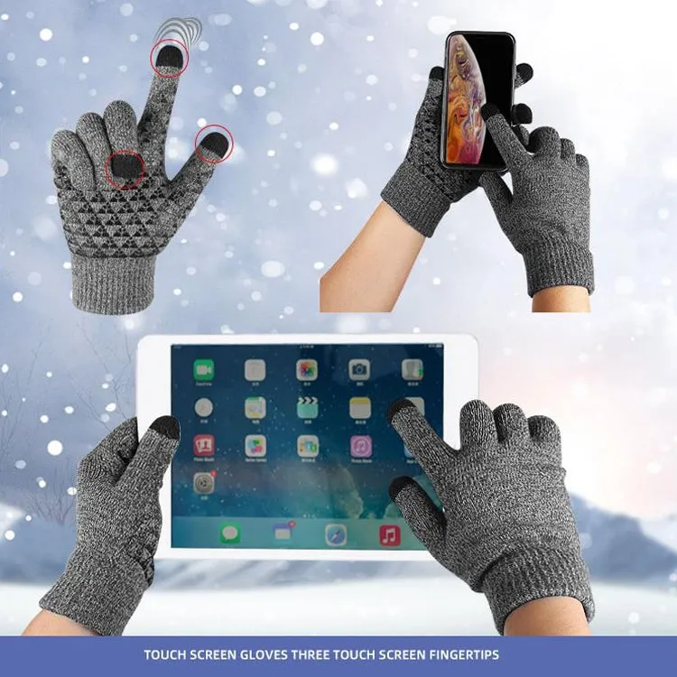 1 Pair Thick Velvet Touch Screen Knitted Warm Gloves, Size: Free Size(Black)