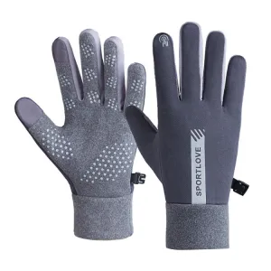 1 Pair Velvet and Thick Cycling Windproof and Cold Warm Gloves, Style: Male Version (Grey)