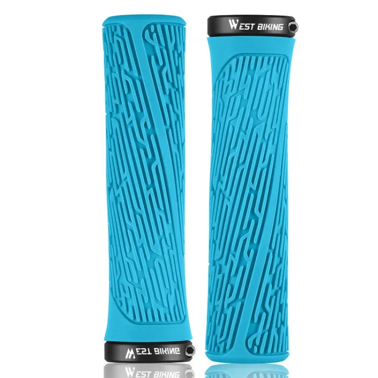 1 Pair WEST BIKING YP0804061 Bicycle Anti-Slip Shock Absorber Grip Mountain Bike Rubber Handlebar Cover(Blue)