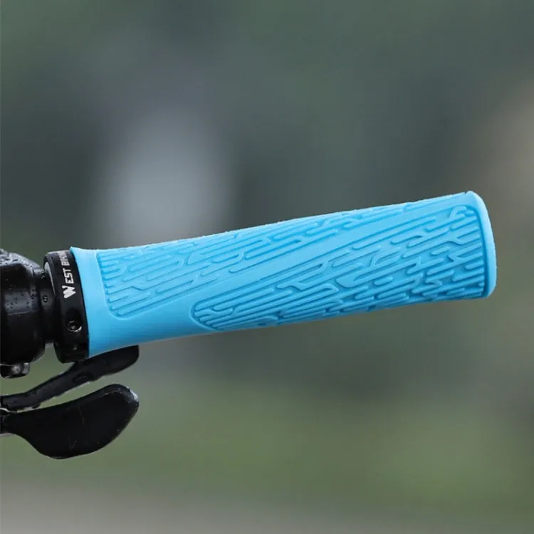 1 Pair WEST BIKING YP0804061 Bicycle Anti-Slip Shock Absorber Grip Mountain Bike Rubber Handlebar Cover(Blue)