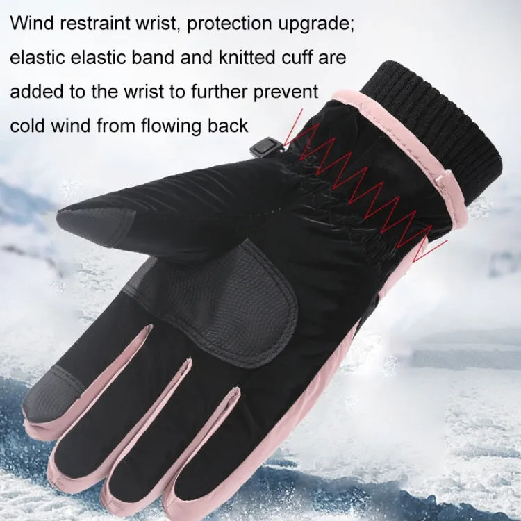 1 Pair WZ-204 Outdoor Warm And Windproof Thickened Cycling Sports Anti-fall Gloves, Size: Free Code(Black Pink)