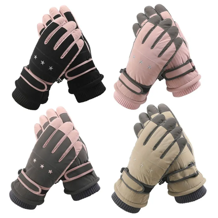 1 Pair WZ-204 Outdoor Warm And Windproof Thickened Cycling Sports Anti-fall Gloves, Size: Free Code(Gray Pink)