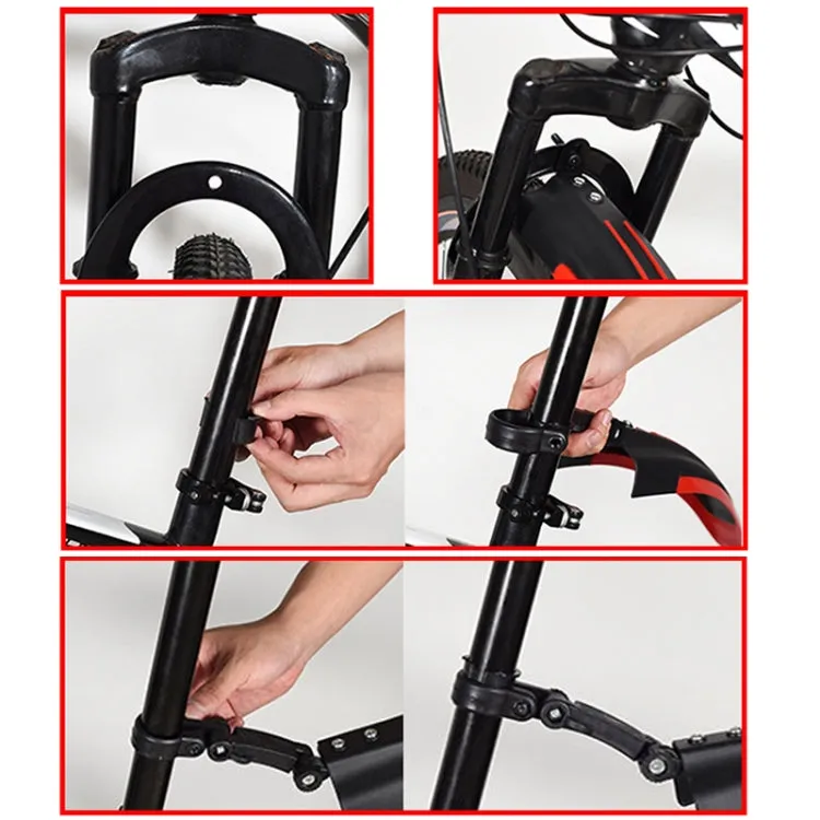 1 Set  Dual Color Bicycle Mudguard Mountain Bike Fenders Set(Black Red)