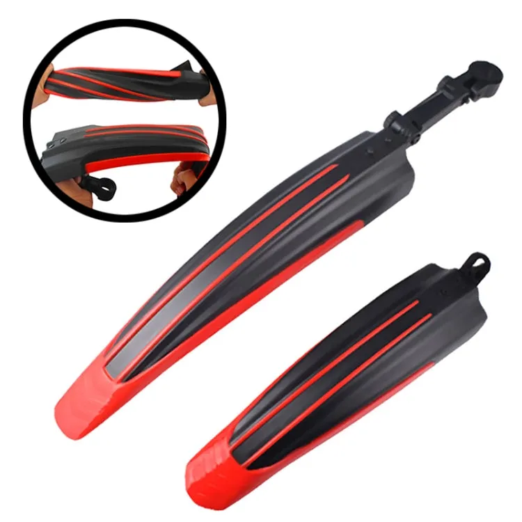 1 Set  Dual Color Bicycle Mudguard Mountain Bike Fenders Set(Black Red)