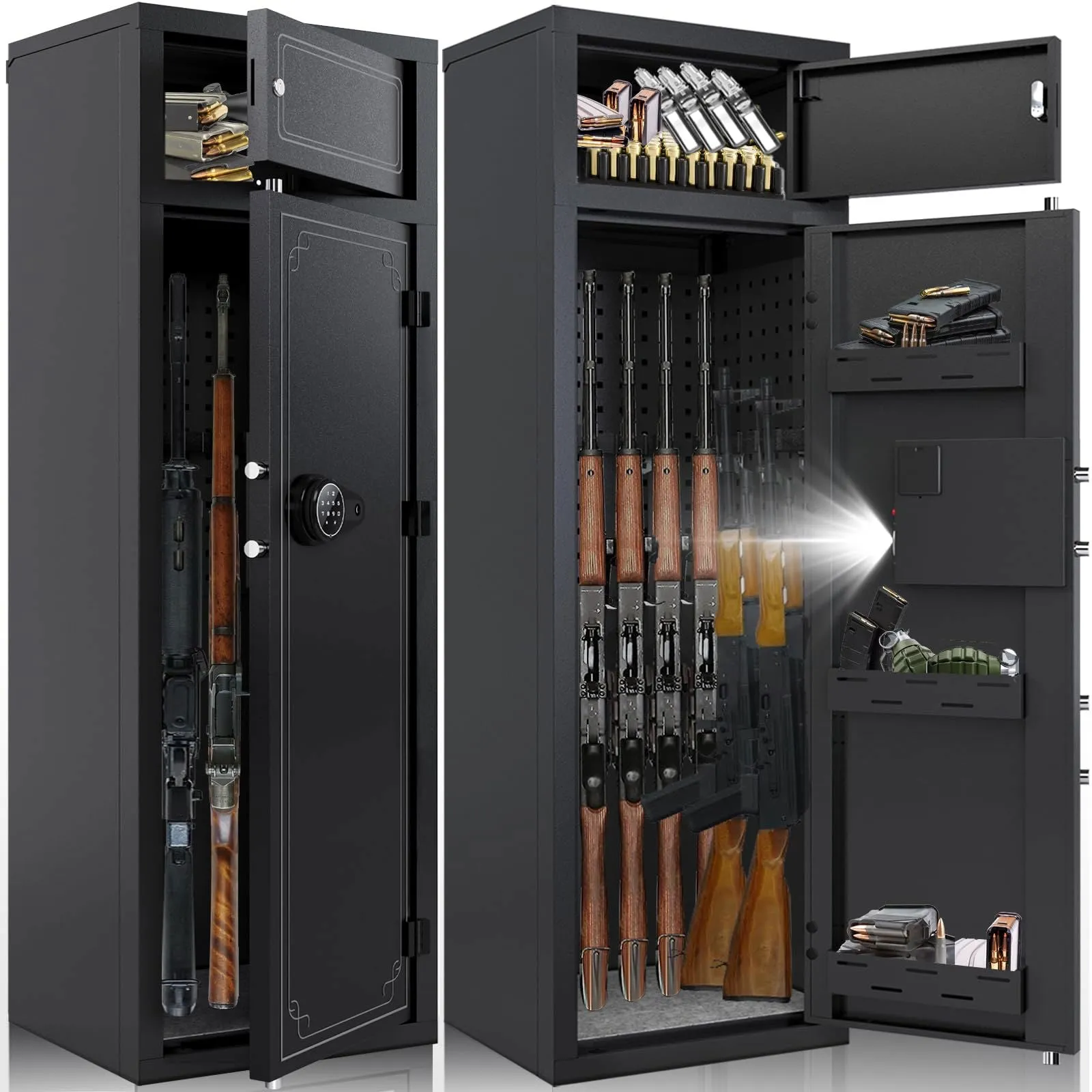 10-12 Rifle Gun Safe,Gun Safes for Home Rifles and Pistols,Large Unassembled Rifle Safe with 3 Removable Gun Racks, Quick Access Gun Cabinets with Digital Keypad