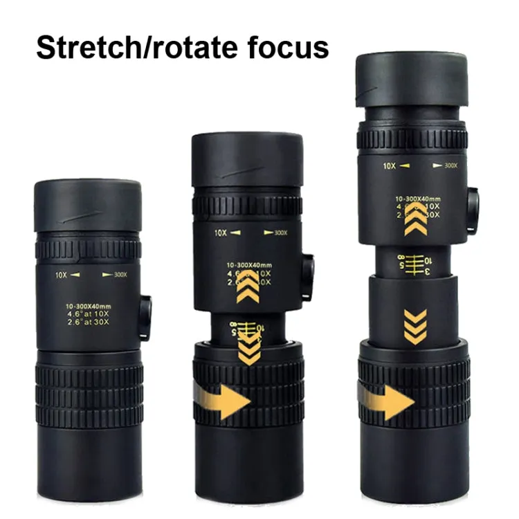 10-300x40 Monocular HD Telescope BAK4 Prism Telescope,Style: With Photo Holder Tripod