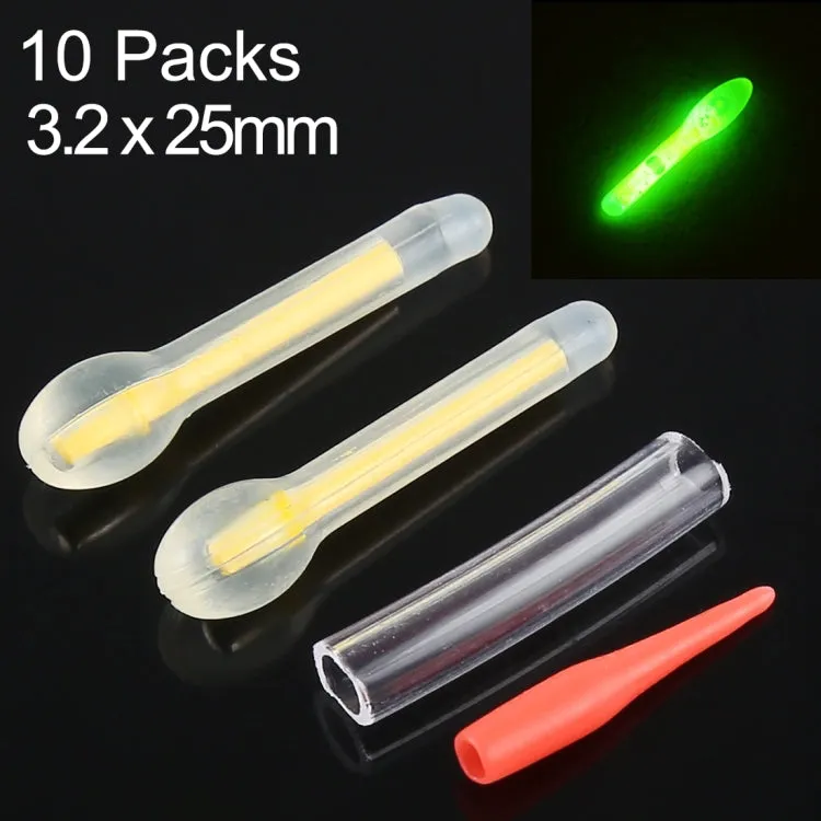 10 Packs OCEAN SUN Bulb Shape Luminous Float Night Fishing Light Stick, Visibility: 25m, Size: 3.0 x 25mm