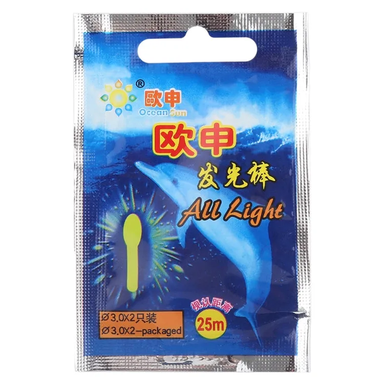 10 Packs OCEAN SUN Bulb Shape Luminous Float Night Fishing Light Stick, Visibility: 25m, Size: 3.0 x 25mm