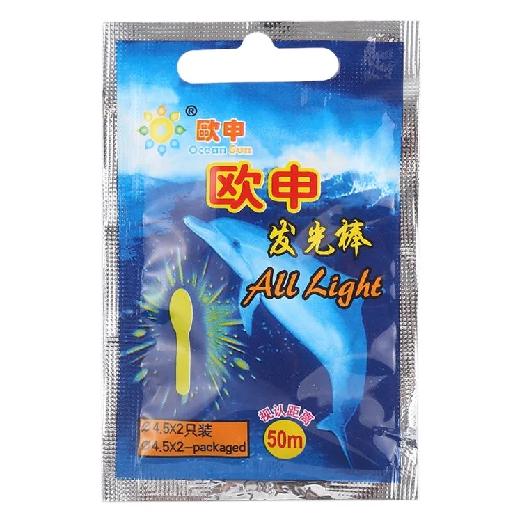 10 Packs OCEAN SUN Bulb Shape Luminous Float Night Fishing Light Stick, Visibility: 50m, Size: 4.5 x 37mm