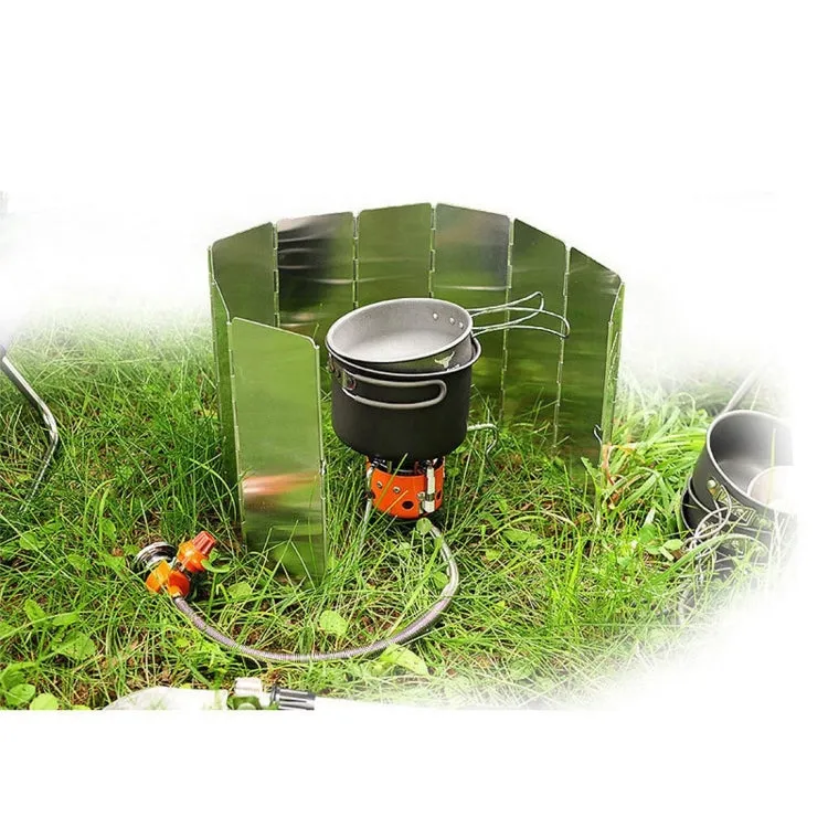 10 PCS Camping Outdoor Picnic Portable Stove Folding Screen Aluminum Windshield