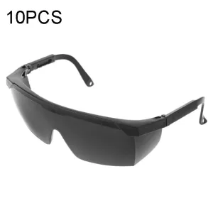 10 PCS Outdoor Safety Glasses Spectacles Eye Protection Goggles Dental Work Eyewear(Black Frame Black Lens)