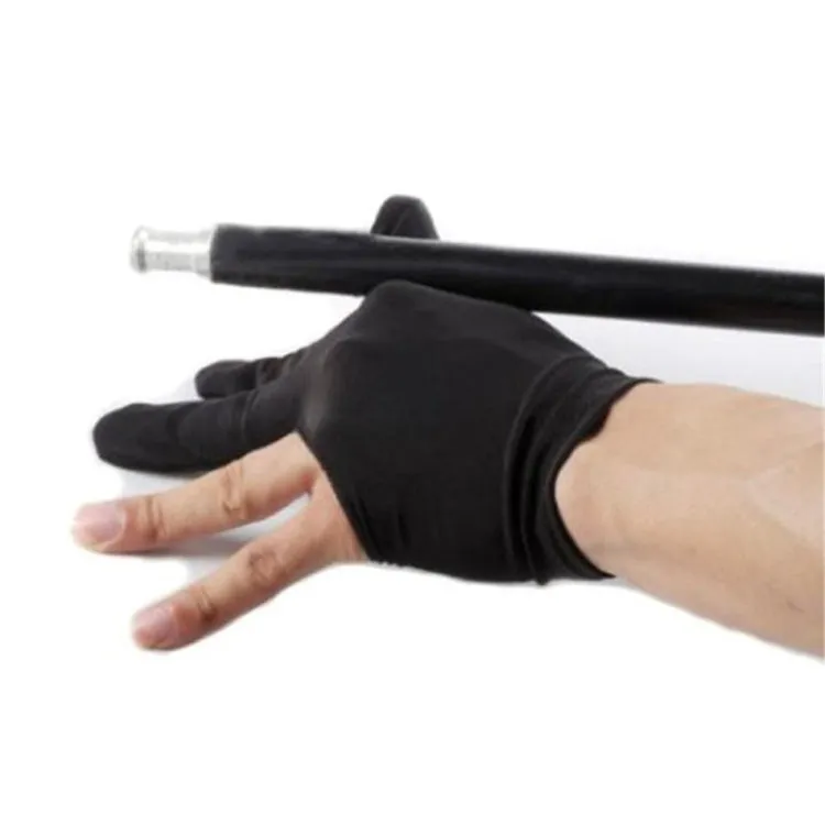 10 PCS Spandex Snooker Billiard Cue Glove Pool Left Hand Open Three Finger Snooker Accessory(Black)