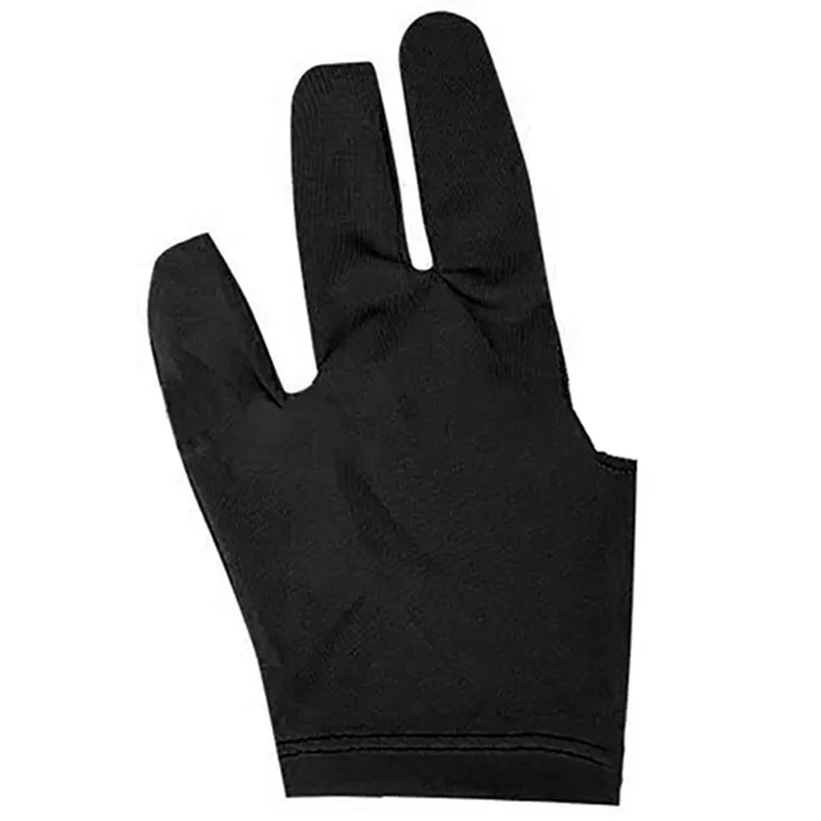 10 PCS Spandex Snooker Billiard Cue Glove Pool Left Hand Open Three Finger Snooker Accessory(Black)