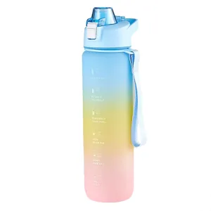 1000ml Large Capacity Gradient ColorsPlastic Sports Water Cup(Sky Blue)