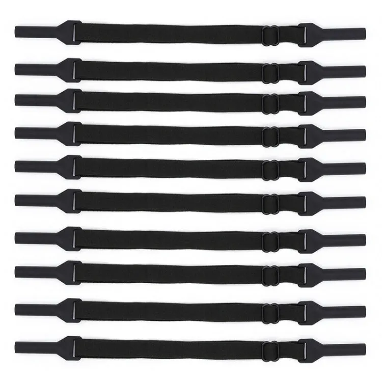 10pcs Long Style Glasses Non-Slip Rope Adjustable Elastic Sports Legs Anti-Drop Fixed Strap(Black)