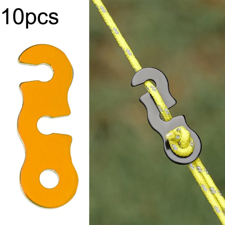 10pcs Outdoor Barracks Aluminum Alloy Umbrella Rope Buckle S-shaped Wind Rope Buckle(Orange)