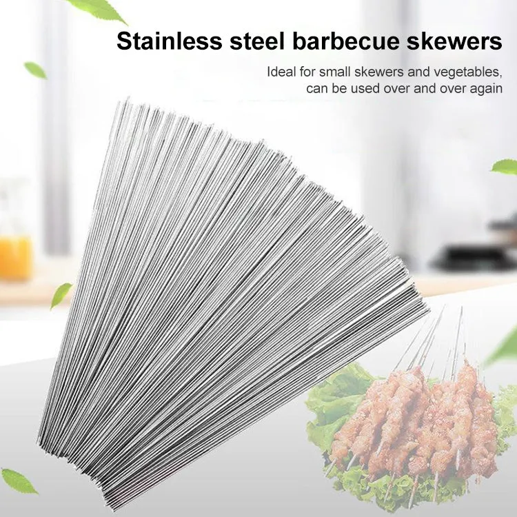 10pcs Outdoor Lamb Kebab Barbecue Stainless Steel Skewers