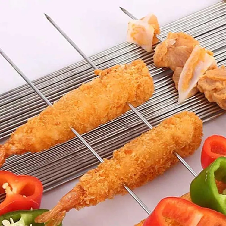 10pcs Outdoor Lamb Kebab Barbecue Stainless Steel Skewers