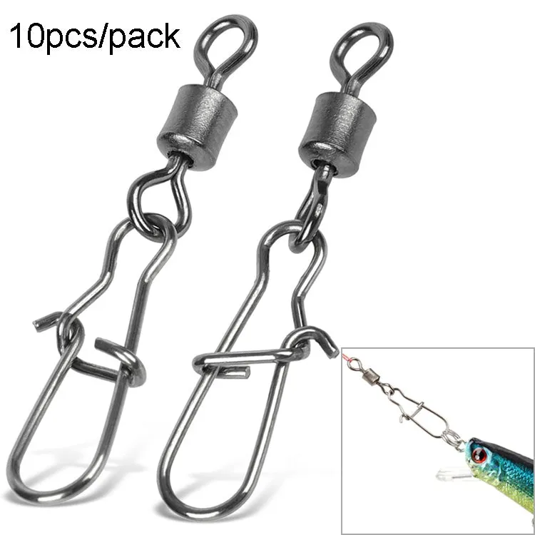 10pcs /Pack Stainless Steel Fishing Connector Bearing Rolling Swivel Connector Fishing Gear Accessories(12(17mm))