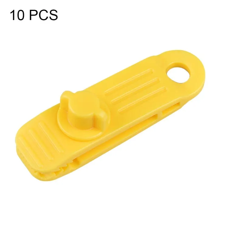 10pcs /Set Outdoor Camping Canopy Windproof Clip Tent Additional Pull Point Plastic Clip Rainproof Tarp Fixing Clip, Color: B Clip (Yellow)