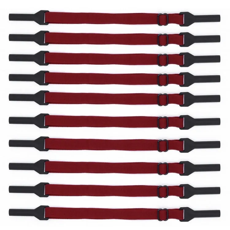 10pcs Short Style Glasses Non-Slip Rope Adjustable Elastic Sports Legs Anti-Drop Fixed Strap(Dark Red)