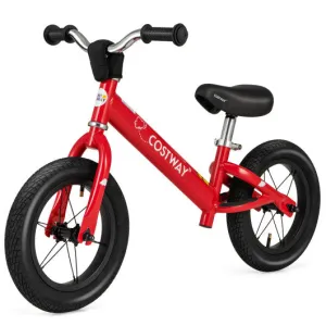 12 Inch Toddler Balance Bike with Height Adjustable Handlebar and Seat-Red