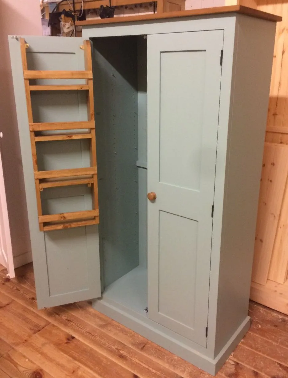 **150 cm Medium Height Storage Cupboard for Hallway/Kitchen - Optional Spice Rack for Larder, Utility Room (40 cm deep)