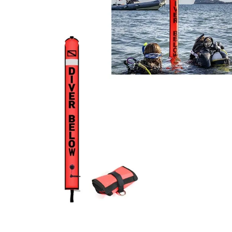 210D Nylon Automatic Seal Safety Signal Diving Mark Diving Buoy, Size:120 x 15cm(Fluorescent Red)