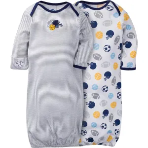 2PK Baby Sports Mitten Cuff Gowns