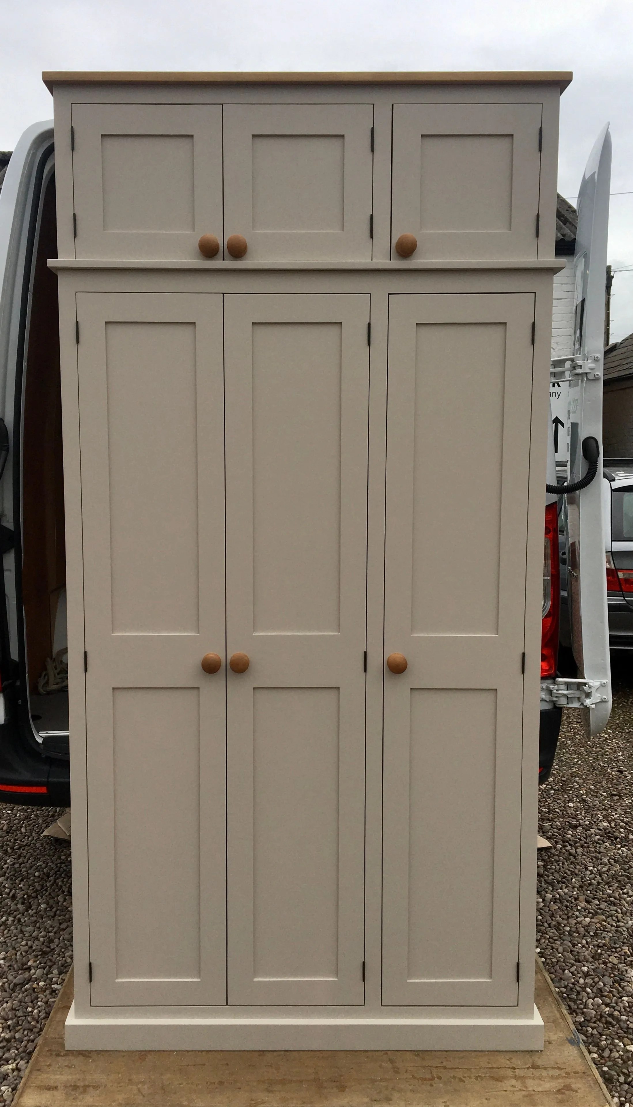 **3 Door Larder, Utility Room, Kitchen Storage Cupboard with Spice Racks (40 cm  deep) and EXTRA TOP BOX Storage