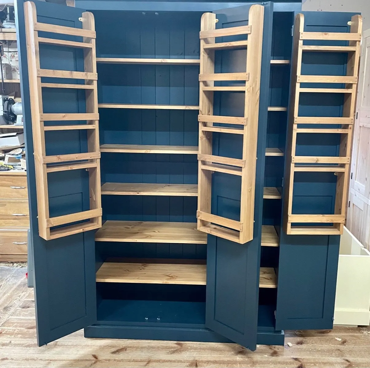 **3 Door Larder, Utility Room, Kitchen Storage Cupboard with Spice Racks (40 cm  deep) and EXTRA TOP BOX Storage