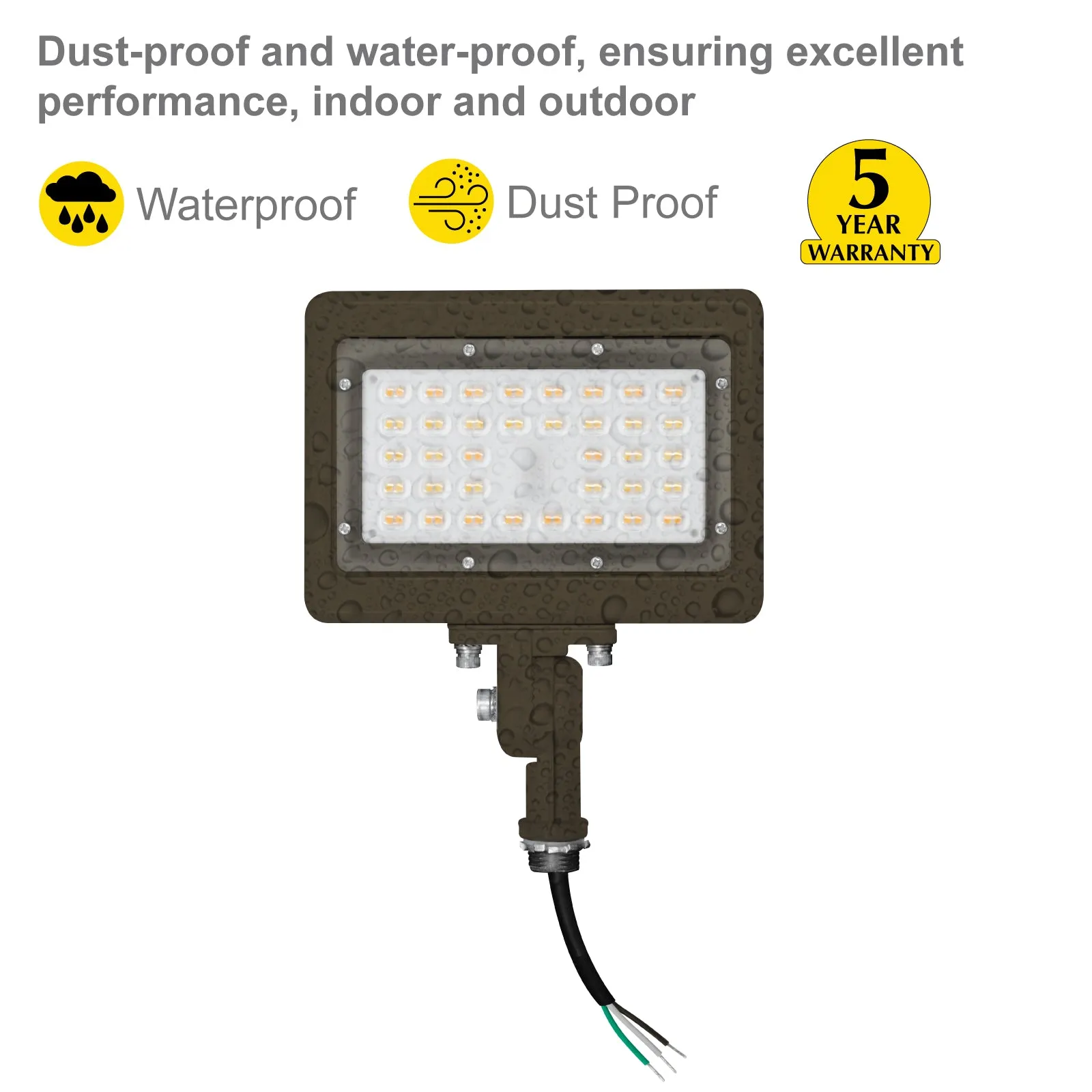 30W Bronze Flood Light LED Outdoor Security Lights - Waterproof - 3CCT 3000K-5000K - 4200LM - Knuckle Mount