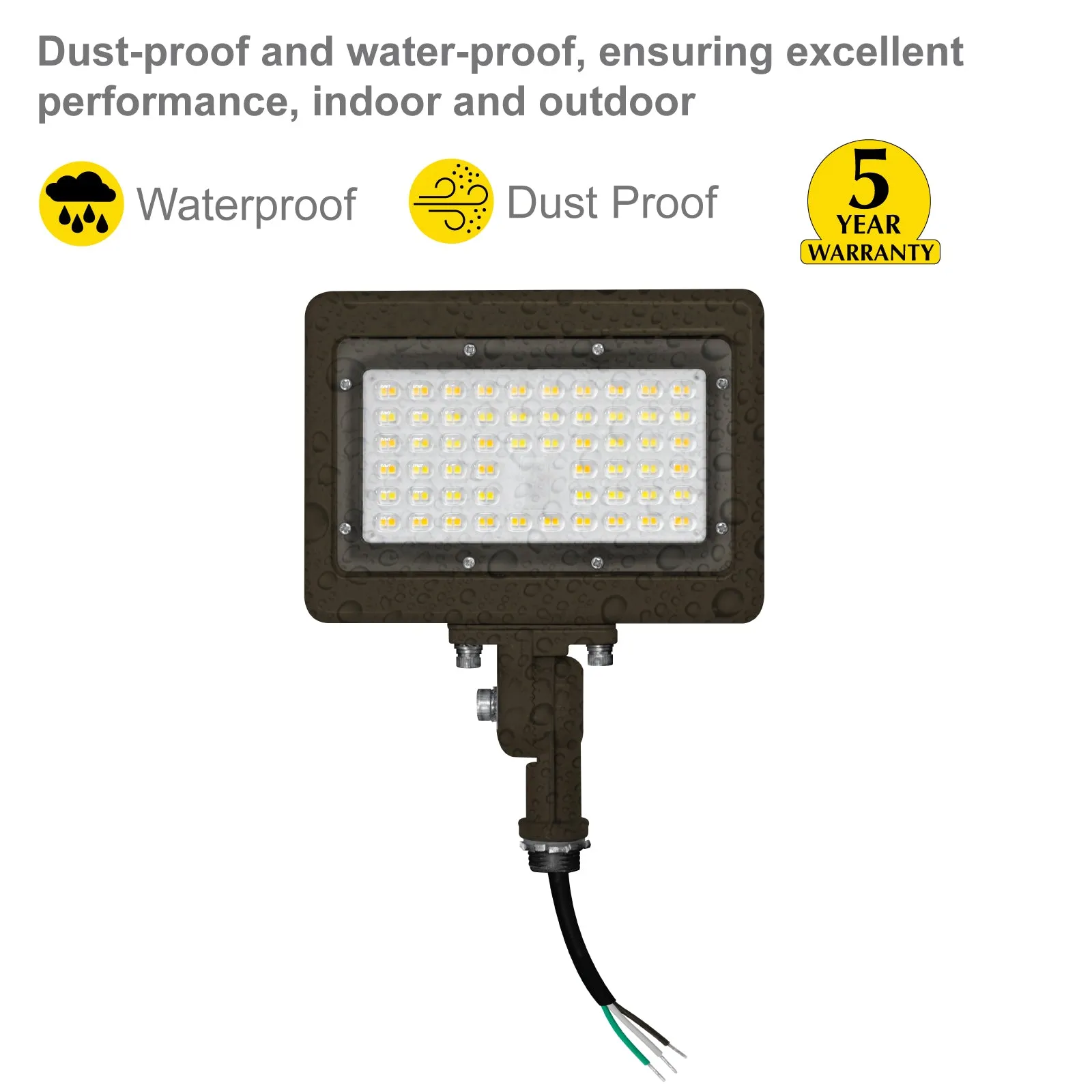 50W Bronze Flood Light LED Outdoor Security Lights - Waterproof - 3CCT 3000K-5000K - 7050LM - Knuckle Mount