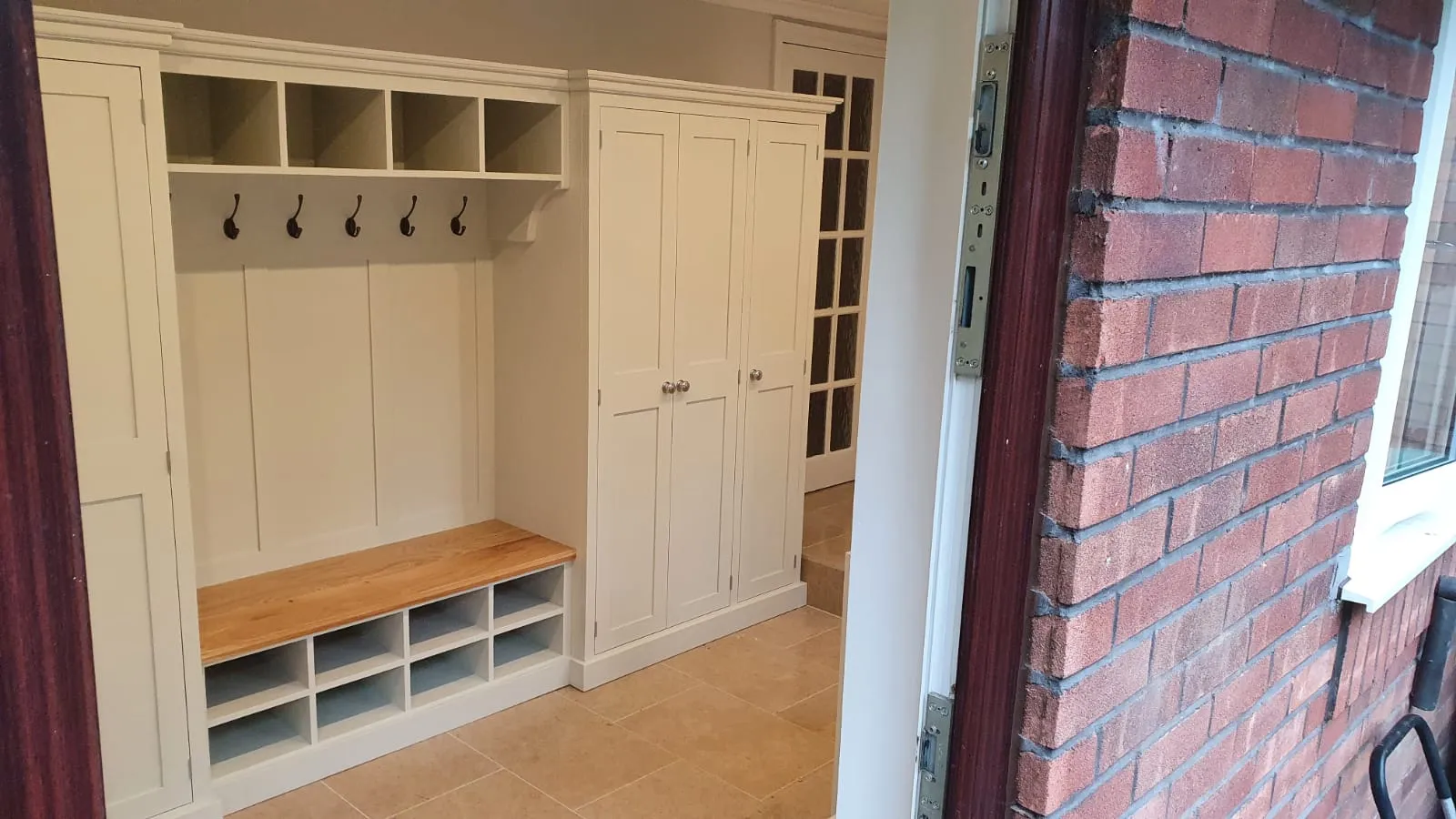 **6 Door COMBINATION Hall, Utility Room, Cloak Room Storage Cupboard with Bench and Coat Rack - 3.5 m wide