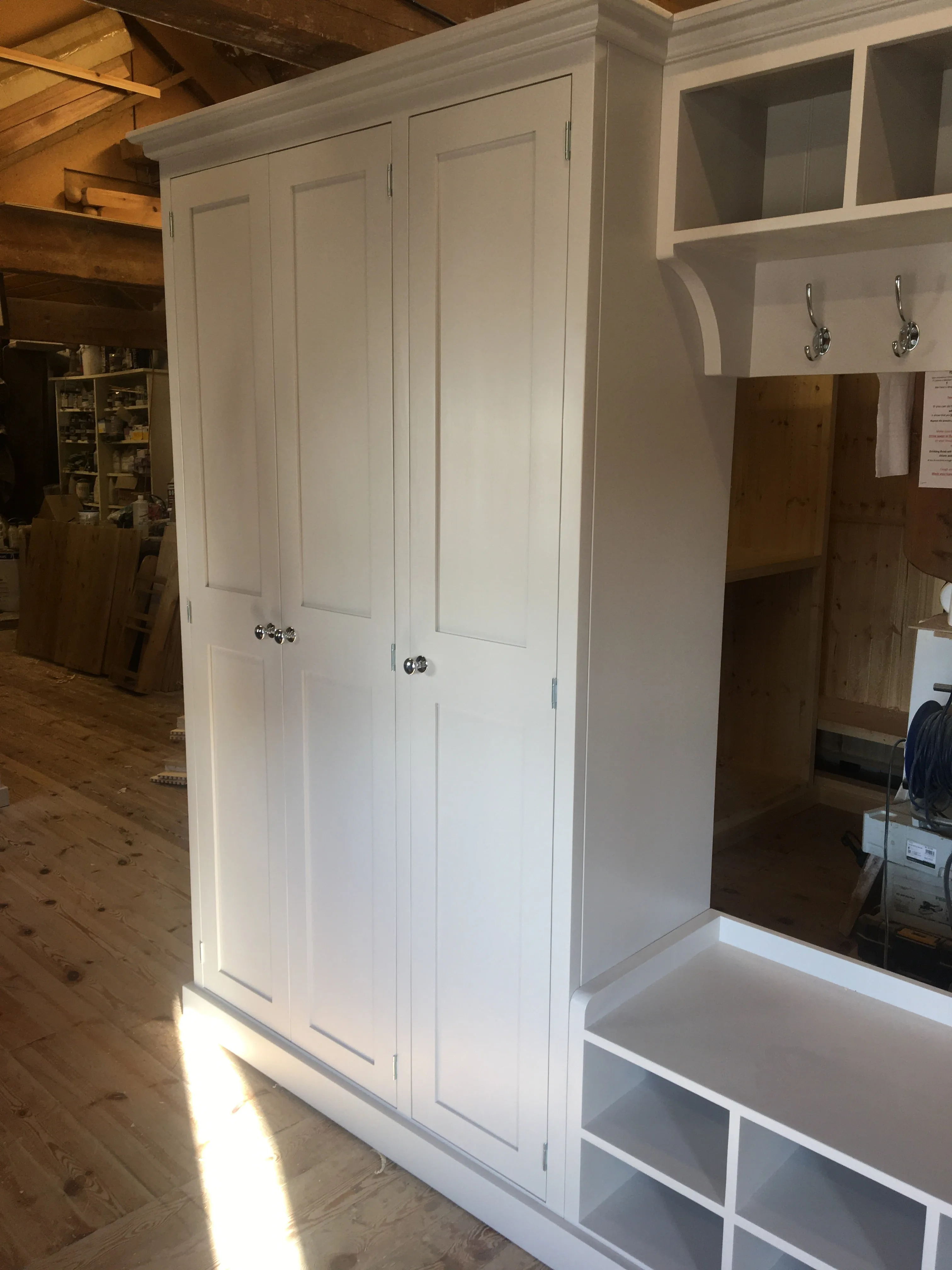 **6 Door COMBINATION Hall, Utility Room, Cloak Room Storage Cupboard with Bench and Coat Rack - 3.5 m wide