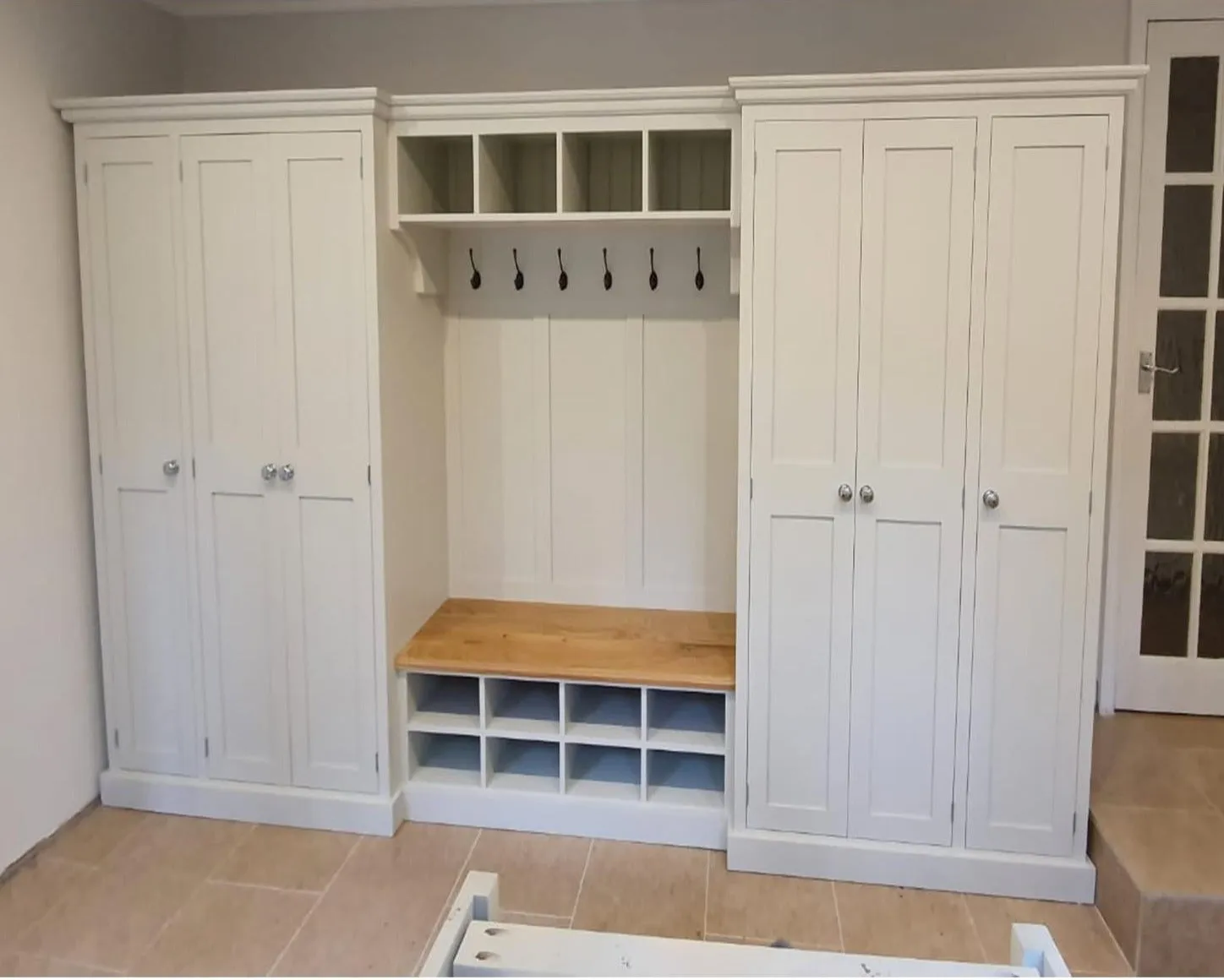 **6 Door COMBINATION Hall, Utility Room, Cloak Room Storage Cupboard with Bench and Coat Rack - 3.5 m wide