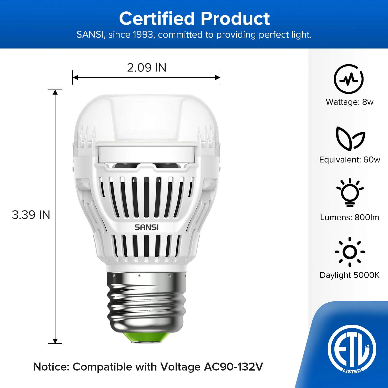 A15 8W LED Dusk to Dawn Light Bulb(US/CA ONLY)