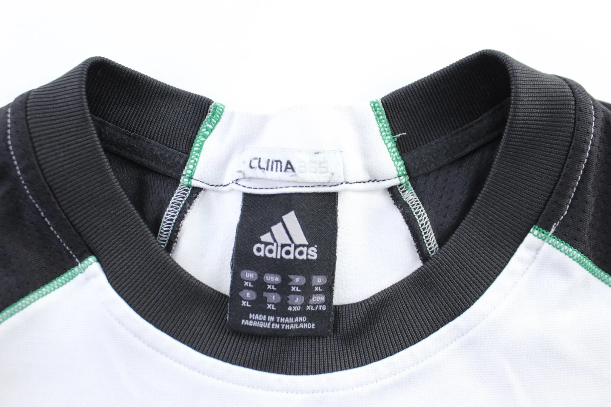 Adidas Embroidered Logo Black, White, & Green Striped Jersey