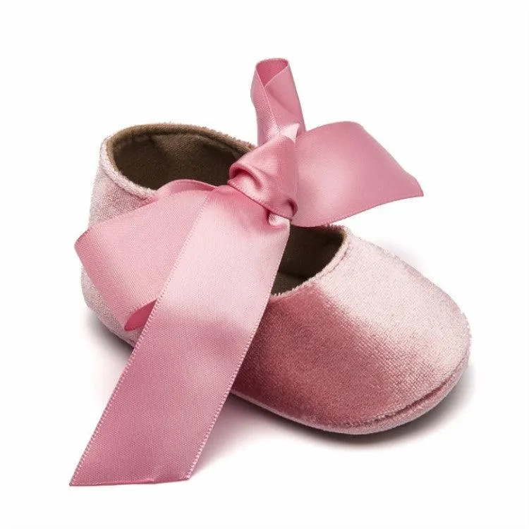 Adorable Baby Girl Lace-Up PU Leather Princess First Walker Shoes with Bow