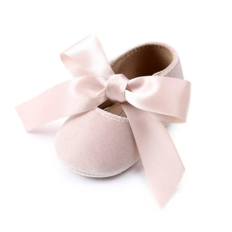 Adorable Baby Girl Lace-Up PU Leather Princess First Walker Shoes with Bow