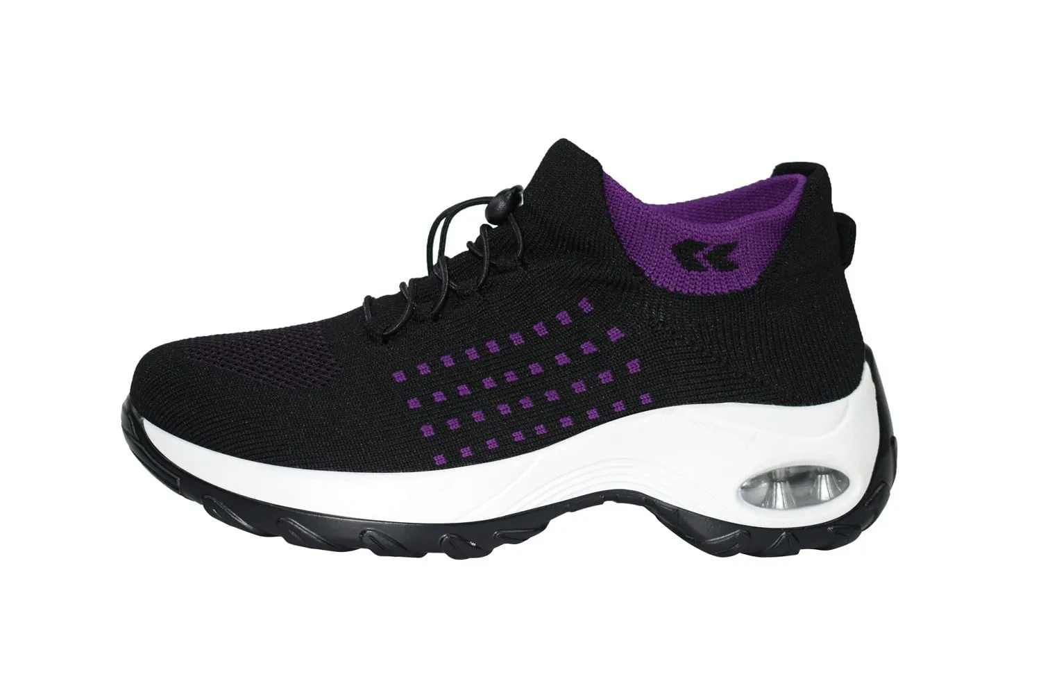 AdTec Womens Comfort Mesh Lace Black/Purple Sneakers Shoes