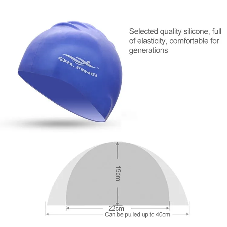 Adult Solid Color Waterproof Silicone Swimming Cap(Dark Blue)