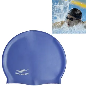 Adult Solid Color Waterproof Silicone Swimming Cap(Dark Blue)